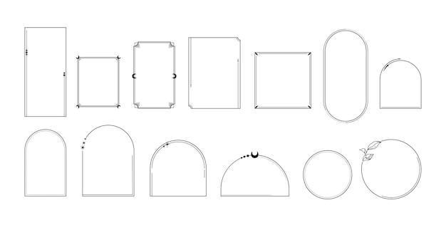 celestial magic frames isolated clip art bundle mystical circle and square frames vector design