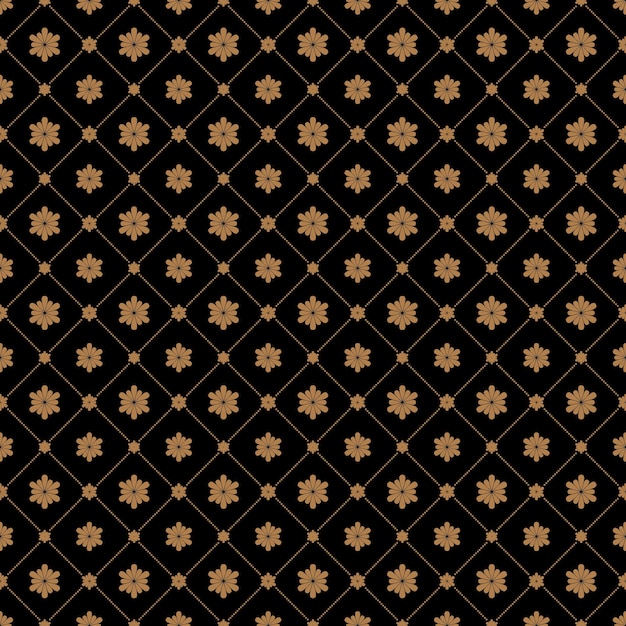Cell grid with diagonal lines and flowers seamless background pattern