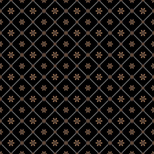 Cell grid with diagonal lines and flowers seamless background pattern