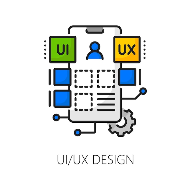 Cellphone app UI UX design develop thin line icon