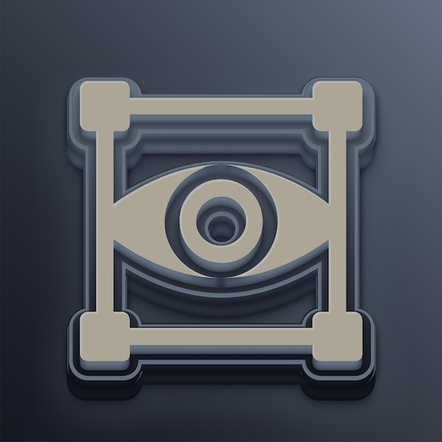 Cement Tone 3D Camera Lens Icon with Editable Gray Background