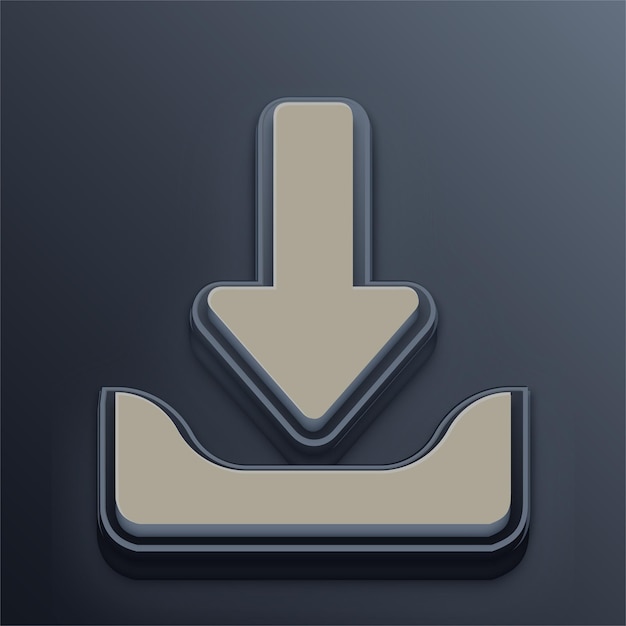 Cement Tone 3D Download Icon with Editable Gray Background