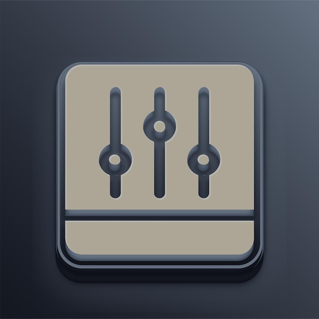 cement tone 3d equalizer icon with editable gray background