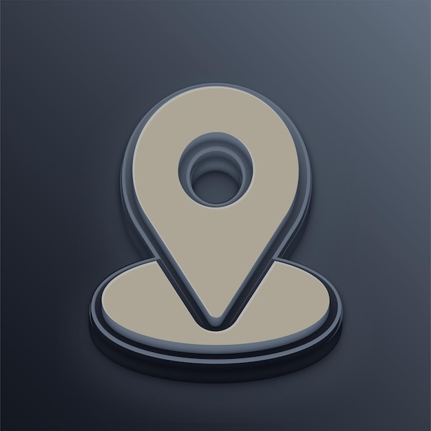 cement tone 3d location pin icon with editable gray background