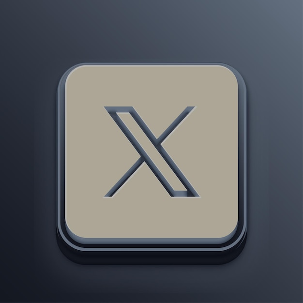 Cement Tone 3D Twitter Icon with Editable Gray Background