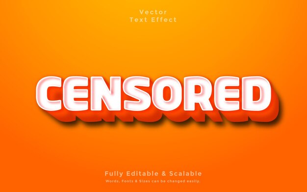 censored 3d text effect editable vector