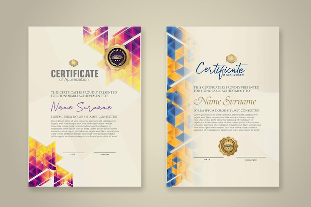 certificate template with Luxury realistic texture pattern and premium badges New Collections
