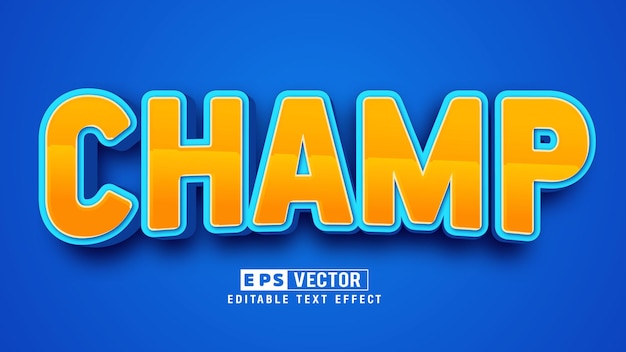 champ 3d editable text effect vector file with cute background