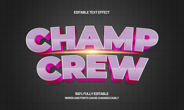 champ crew editable text effect with a team and sport text style