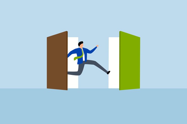 Vektör change job businessman leave open door to new opportunity
