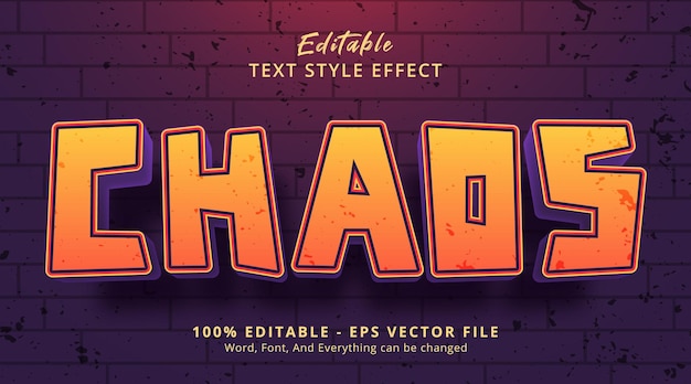 chaos text on headline event style, editable text effect