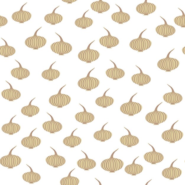 Chaotic onion seamless pattern on dots background Onion bulb vegetable wallpaper