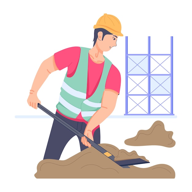 character based flat illustration of construction worker