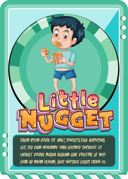 Character game card template with word Little Nugget
