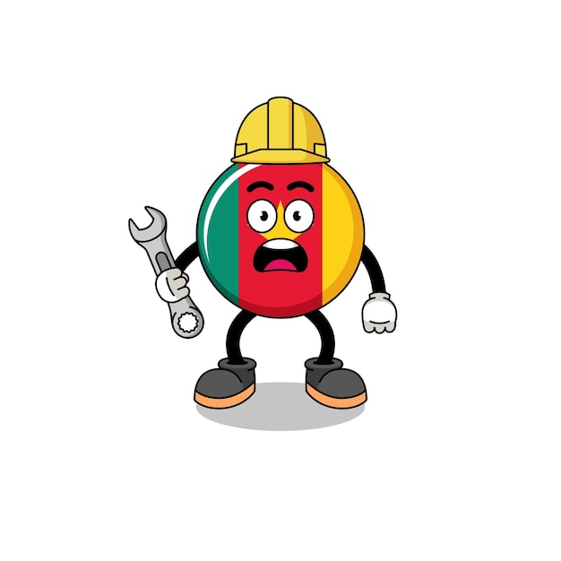 Character Illustration of cameroon flag with 404 error