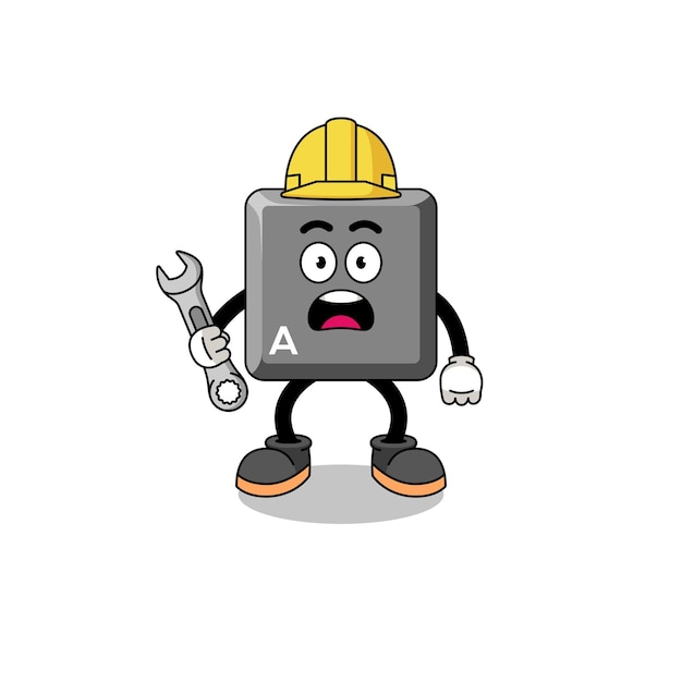 Character Illustration of keyboard A key with 404 error