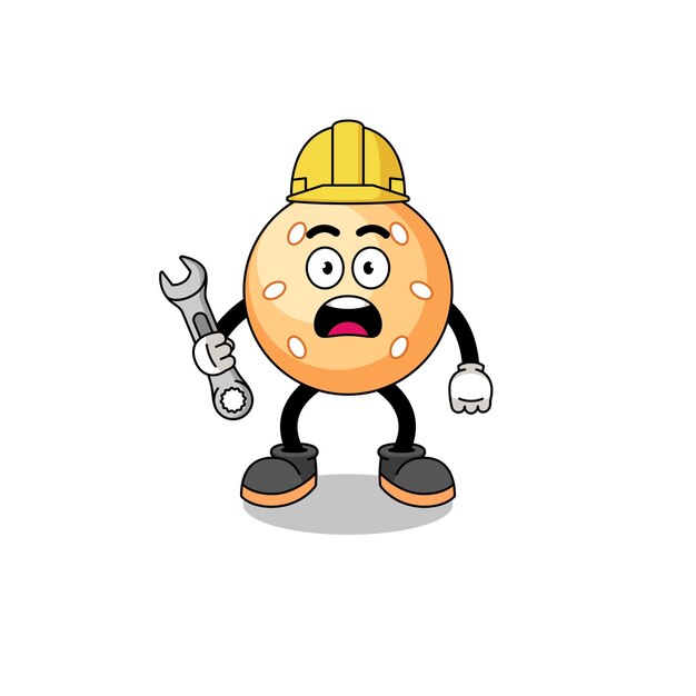 Character Illustration of sesame ball with 404 error