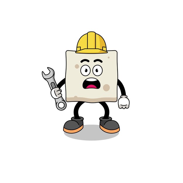 Character Illustration of tofu with 404 error character design