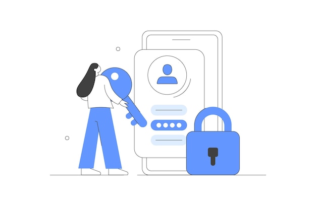 character using cyber security services to protect private personal data user account password