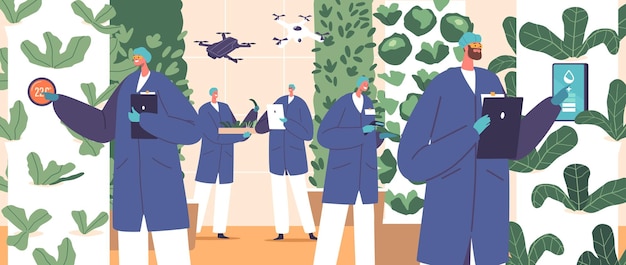 Characters Engage in Automation Of Crop Production that Involves Integration Of Technology Robotics And Ai To Streamline Farming Processes Enhance Efficiency And Increase Yields In Agriculture