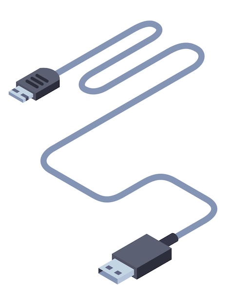 Charger isometric icon USB socket plug in Mobile phone charger charging equipment Vector illustration for web design isolated on white background