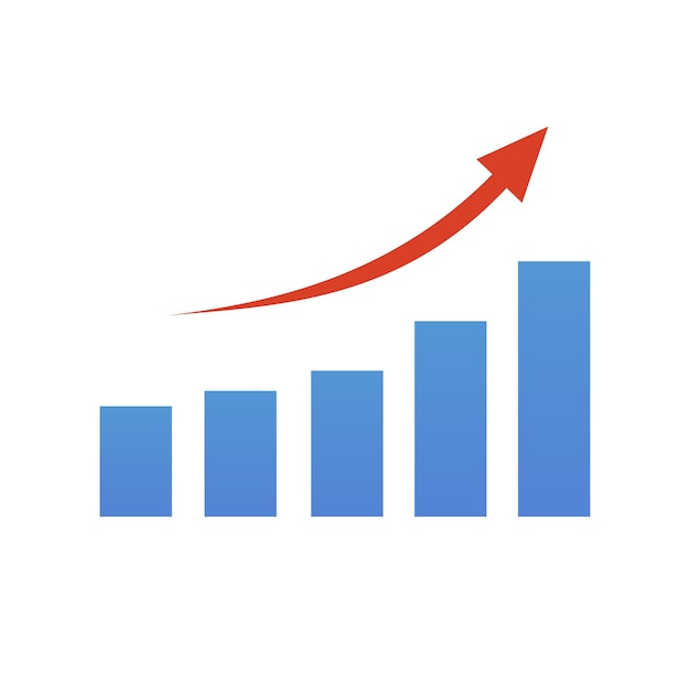 Chart up arrow illustration The chart goes up with arrow