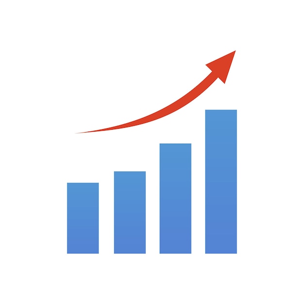 Chart up arrow illustration The chart goes up with arrow