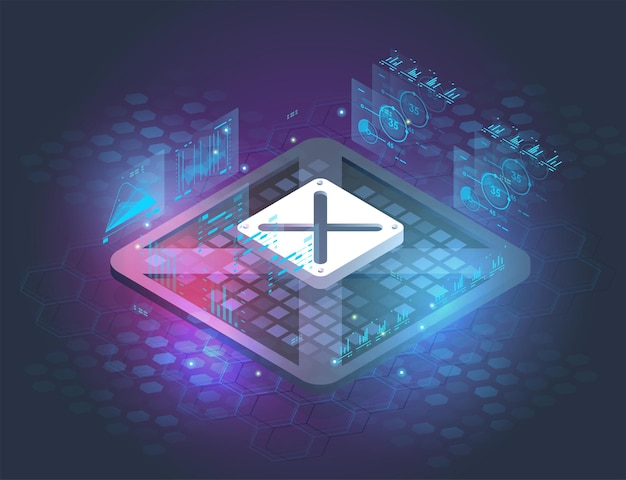 Charts and analyzing statistics Data visualization concept 3d isometric vector illustration