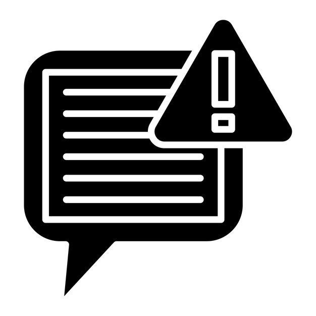 Chat Alert Glyph Solid Black Illustration