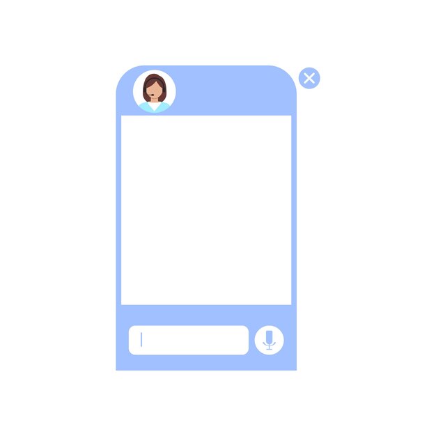 chat bot dialoge window with woman in headset isolated