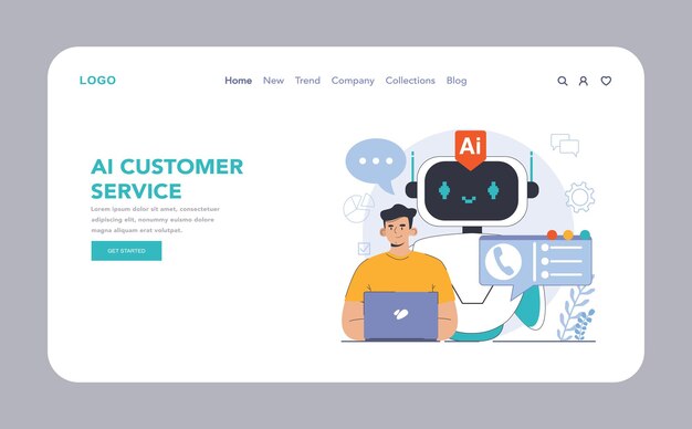 Chat bot web or landing aipowered customer service online consultation with artificial neural