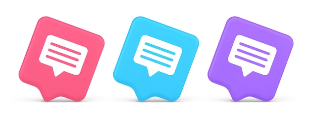 Chat box button social networks texting internet communication 3d icon