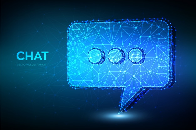 Chat-ikon. Lavt polygonalt abstrakt Chat-skilt. Taleboble-meddelelsessymbol.