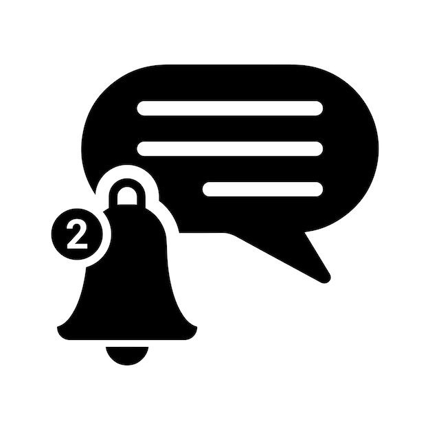 Chat message ring icon Black vector graphics