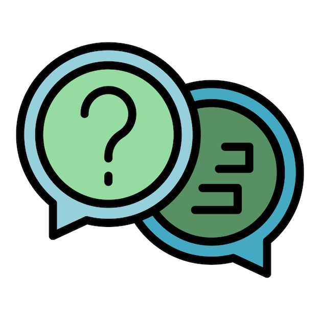 Chat question icon outline vector Online exam Computer education color flat