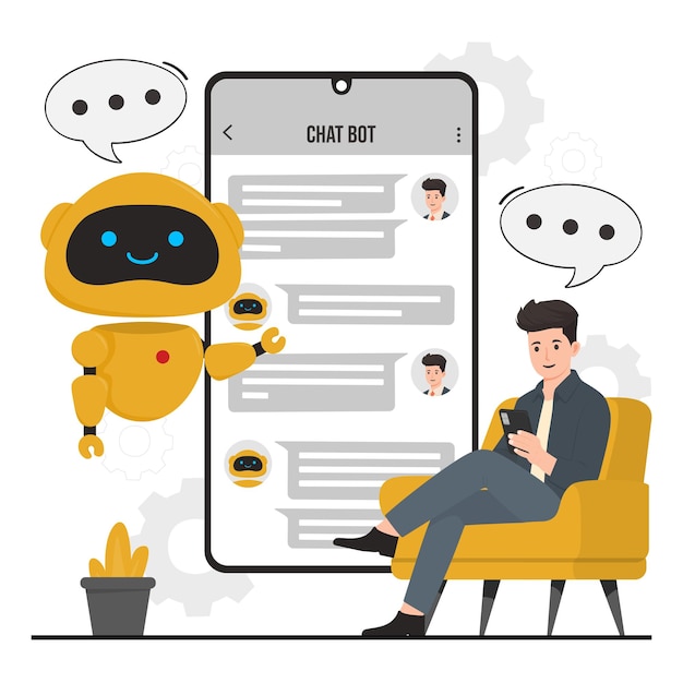 chatbot concept flat design vector illustration of chat bot ai concept
