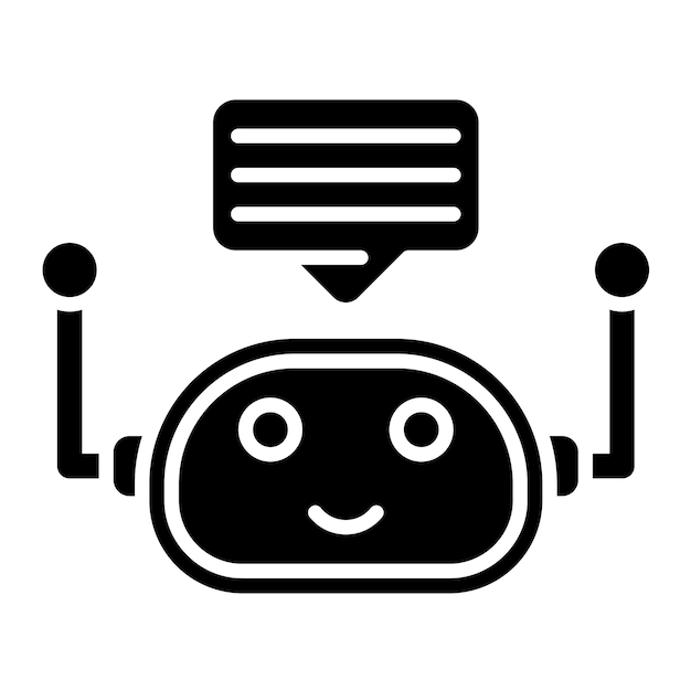 Chatbot Glyph Solid Black Illustration