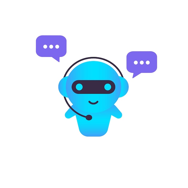 Chatbot icon. Online assistant bot landing page template. Dialog, message. Technical support. For web page. Vector on isolated white background. EPS 10.