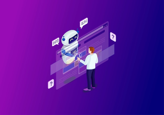 chatbot isometric color  illustration