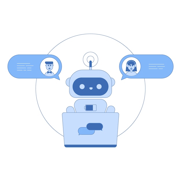 Chatbot-linjeikon i trendig platt design