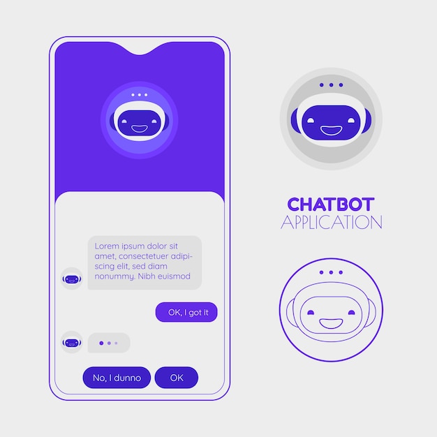chatbot mobile app concept. trendy flat design vector illustration