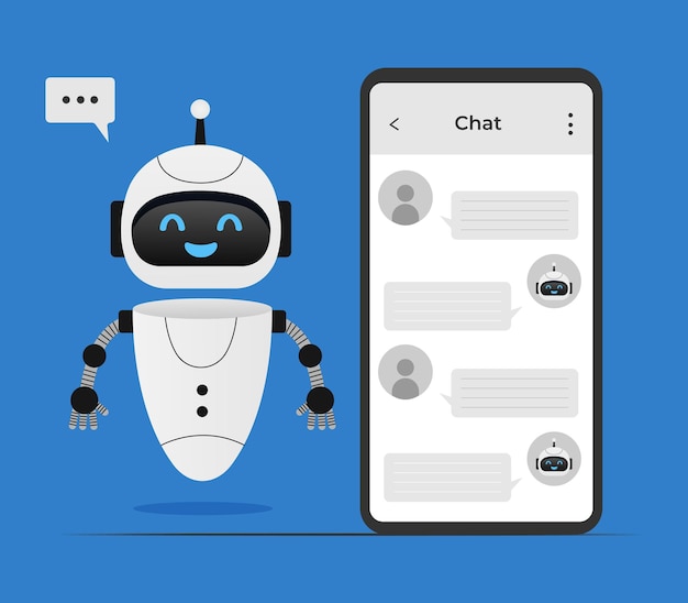 Chatbot neural network AI servers and robots technology Cute chatbot ai character