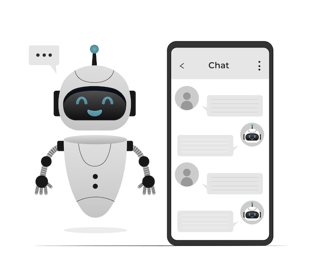 Chatbot neural network AI servers and robots technology Cute chatbot ai character
