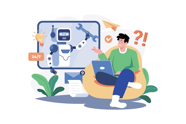 Chatbot robot støtter folk på kontoret
