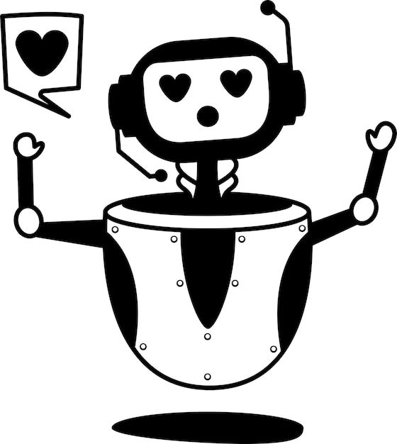 Chatbot Sending Love Sticker concept Bot in Emotional impression vector icon design chatterbot