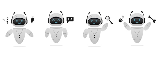 Chatbot sinir ağı AI sunucuları ve robot teknolojisi. Sevimli chatbot AI karakteri