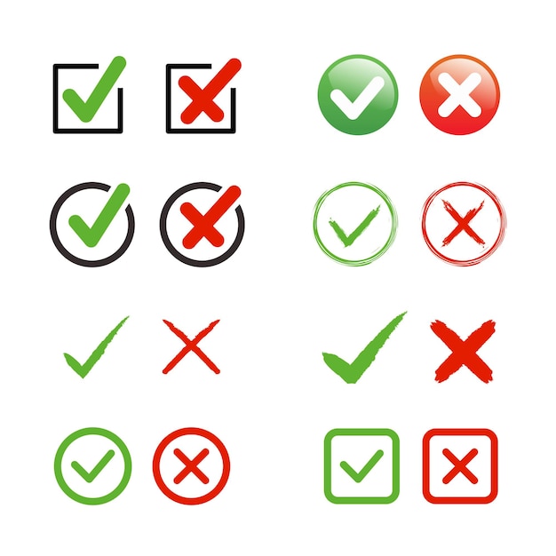 check mark and cross symbol collection