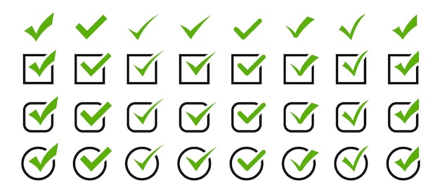 Check mark icons Green check mark vector icons Vector illustration Approved icon