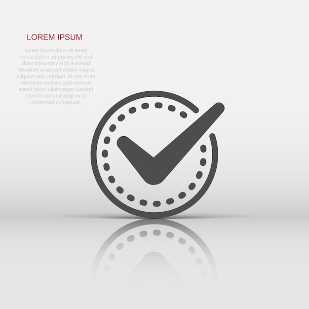 Check mark sign icon in flat style Confirm button vector illustration on white isolated background Accepted business concept