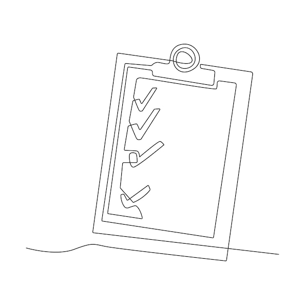 Checklist on a clipboard drawn with a single line